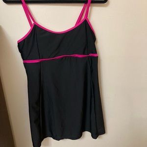 Black Scoop Neck Peplum Swimdress 2XL